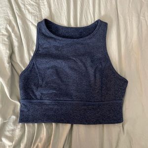 blue workout tank top cropped